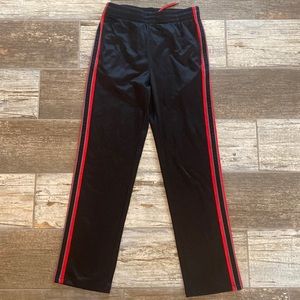 Tek Gear Boys Polyester Sweat Pants, Size 14/16, Black with Red & Grey Stripe